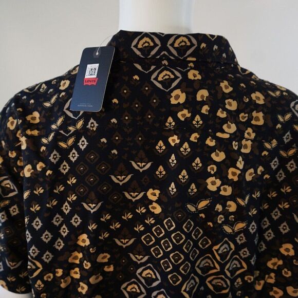 Levi's Mens Multi Color Brown Camp Shirt Size XL Relaxed Fit New Gift - Picture 5 of 9